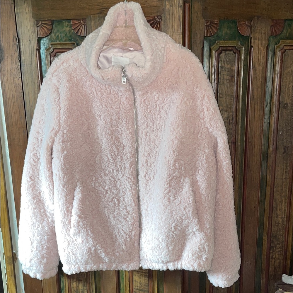 Avec Les Filles Soft Pink Teddy Jacket NWOT